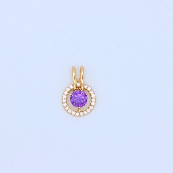 "Radiant Purple Halo Pendant in Gold Plated Brass with Crystal Ring, XPPT1711 - Picture 11 of 13